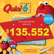 ¡Premio de Quini 6 en San Luis modalidad Tradicional 2da del Quini!